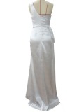 Summer Formal White Patch Sequin One Shoulder Evening Dress