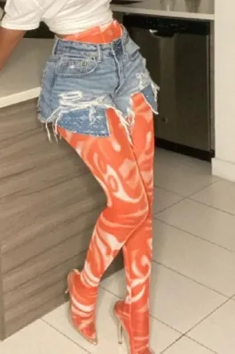 Summer Print See Through Sexy High Waist Party Leggings