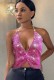 Summer Party Sexy Rose Beaded Halter Crop Tops