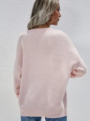 Autumn Solid Plain Button Up Knit Basic Top