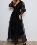 Summer Formal Elegant Black Sparkly Prom Dress