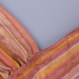 Summer Colorful Stripes Deep-V Knit Multiway Crop Top