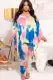 Autumn Plus Size Tie Dye Loose Top and Matching Pants Set
