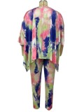 Autumn Plus Size Tie Dye Loose Top and Matching Pants Set