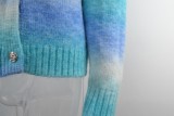 Winter Blue Button Up Ruffled Long Sleeve Sweater