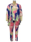 Autumn Plus Size Tie Dye Loose Top and Matching Pants Set