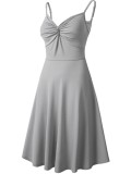 Summer Vintage Grey Sleeveless Skater Dress