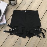 Summer Black Bandage tape Hollow out Shorts