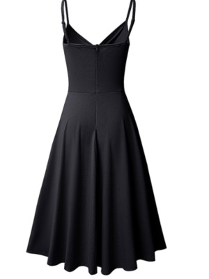 Summer Vintage Black Sleeveless Skater Dress