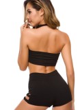 Summer Black Bandage tape Hollow out Shorts