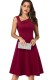 Summer Vintage Red Irregular Neck Sleeveless Mini Dress