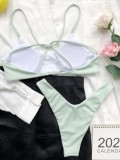 Summer Sexy Green back strap Two Piece Swimwear