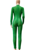 Autumn Sexy Green See through Long sleeve Jumpsuit