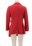 Autumn Red Tailored Collar Long sleeve Ruffles Mini Dress