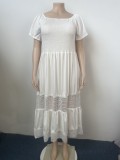 Summer Plus SIze Casual White Off Shoulder A-line Long Dress