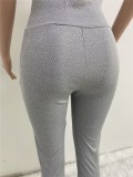 Summer Sexy Grey Crop Top and Pant set