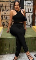 Summer Sexy Black Crop Top and Pant set