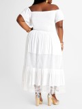 Summer Plus SIze Casual White Off Shoulder A-line Long Dress