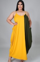 Summer Plus Size Contrasted Color Sleeveless Long Maxi dress