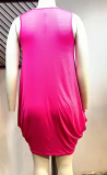 Summer Plus Size Pink U Neck Sleeveless Loose Casual Dress