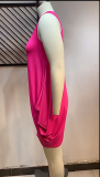 Summer Plus Size Pink U Neck Sleeveless Loose Casual Dress