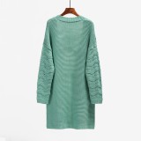 Winter Green Dropped Shoulder Long Cardigan