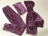 Autumn Purple Vest Top with Zipper Hoodies Coat and Pant set