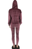 Autumn Purple Vest Top with Zipper Hoodies Coat and Pant set