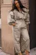 Autumn Casual Solid Plain Puff Sleeve V-Neck Jumpsuit