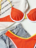 Two-Piece Orange Push Up Strap Swimwear