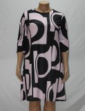 Autumen Plus Size Fit-and-Flare Print Mature Dress with 3/4 Sleeves