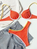 Two-Piece Orange Push Up Strap Swimwear