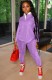 Autumn Casual Purple Top and Pants Sweatsuit