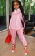 Autumn Casual Pink Top and Pants Sweatsuit
