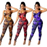 Summer Party Sexy Floral Strap Bodycon Jumpsuit