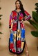 Autumn Plus Size Colorful Side Slit Long Blouse Dress