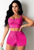 Summer Rose Wide Strap Crop Top and Shorts Set