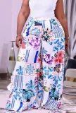 Autumn Plus Size Print High Waist Loose Trousers