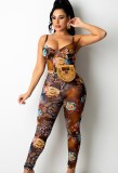 Summer Party Sexy Floral Strap Bodycon Jumpsuit