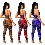 Summer Party Sexy Floral Strap Bodycon Jumpsuit