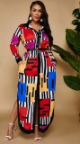 Autumn Plus Size Colorful Side Slit Long Blouse Dress