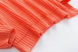 Autumn Orange V-Neck Loose Cut Long Sweater Top