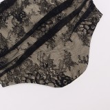 Summer Black Vintage Lace Strapless Bustier Top