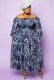 Autumn Plus Size Print Blue Off Shoulder Long Dress with Belt