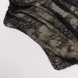 Summer Black Vintage Lace Strapless Bustier Top