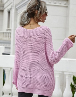 Autumn Rose V-Neck Loose Cut Long Sweater Top