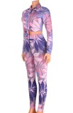 Autumn Party Tight Sexy Print Blouse and Pants Set