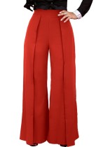Autumn Pure Red High Waist Loose Professional Trousers