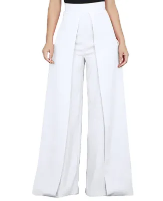 Autumn Pure White High Waist Loose Professional Trousers