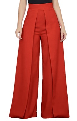 Autumn Pure Red High Waist Loose Professional Trousers